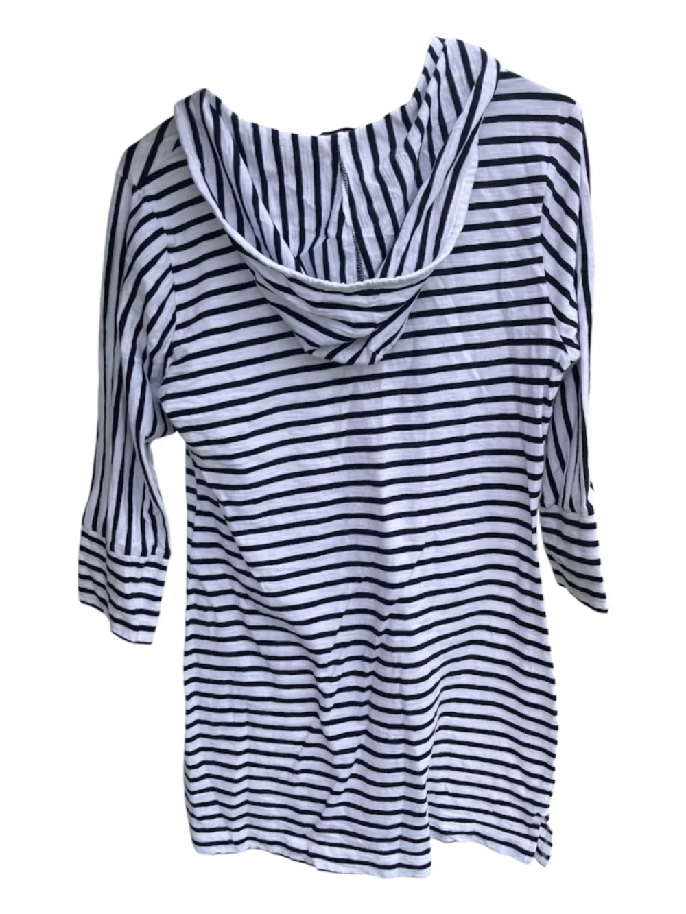 Banana Republic Cotton Hoodie Top Black White stripes size Medium